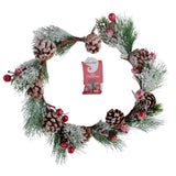 Holly Wreath adorned with pine cones and berries, perfect for festive decor and holiday celebrations.