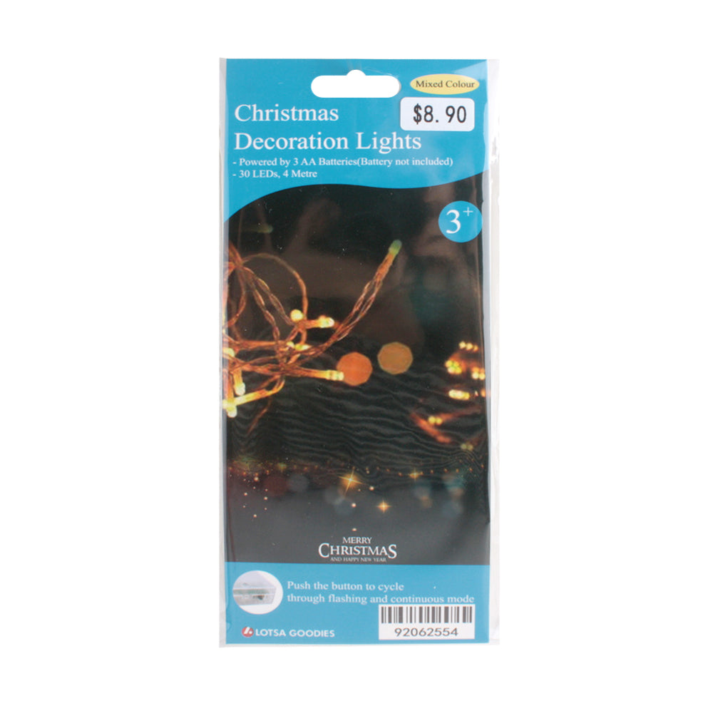 Christmas Decoration Lights (Mixed Colour) packaging featuring colorful LED lights for festive decor.