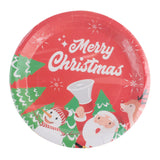 X-mas Paper Plate(7"/10PCS) featuring festive design with Santa and Christmas characters.