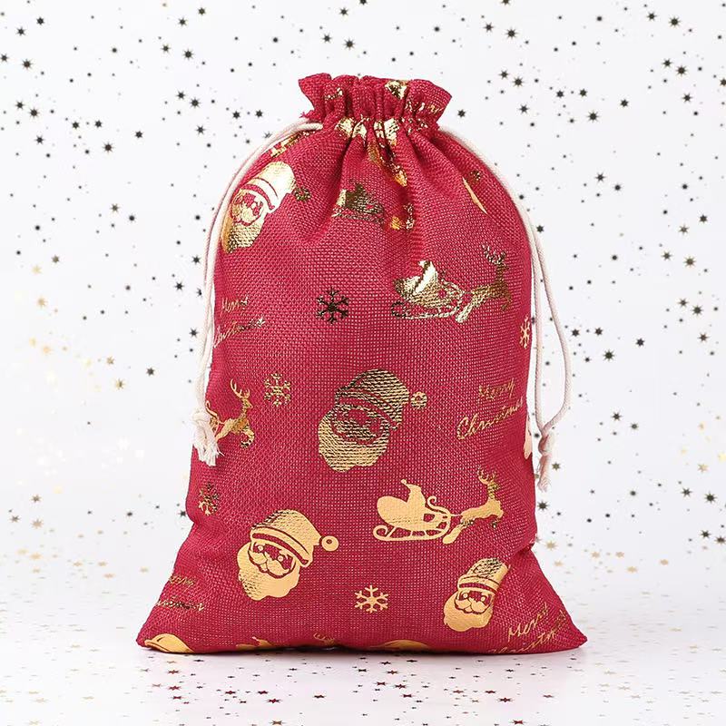 X-mas H.D.Pouch(50*70CM) in festive red with Santa and reindeer designs against a sparkly background.