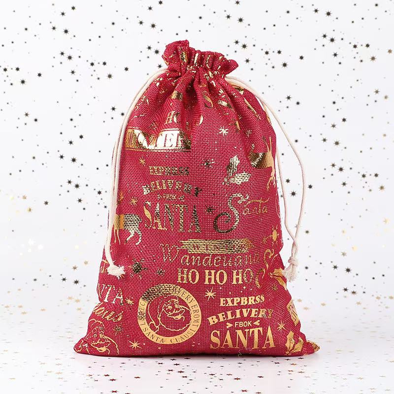 X-mas H.D.Pouch(50*70CM) in red with gold festive designs for gift wrapping.