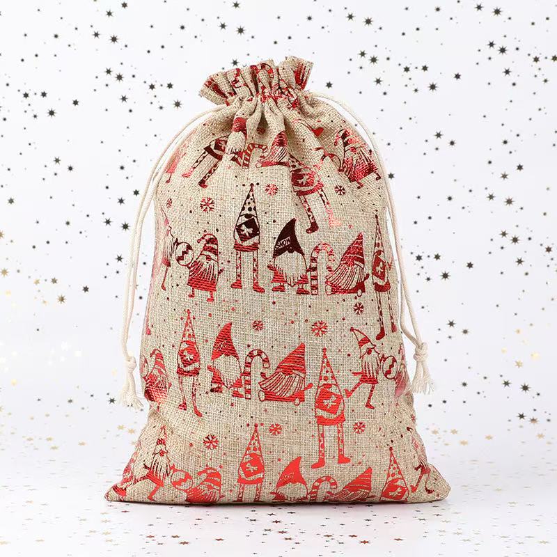 X-mas H.D.Pouch(50*70CM) decorative bag featuring festive characters in red and beige.