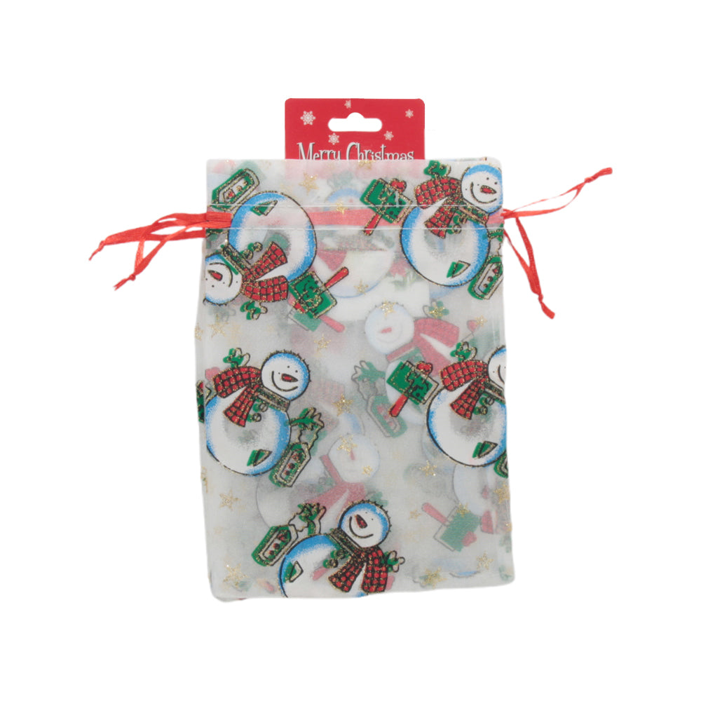X-mas N.Pouch(2PCS/13*18CM) featuring festive snowman design with red ties for holiday gifting.