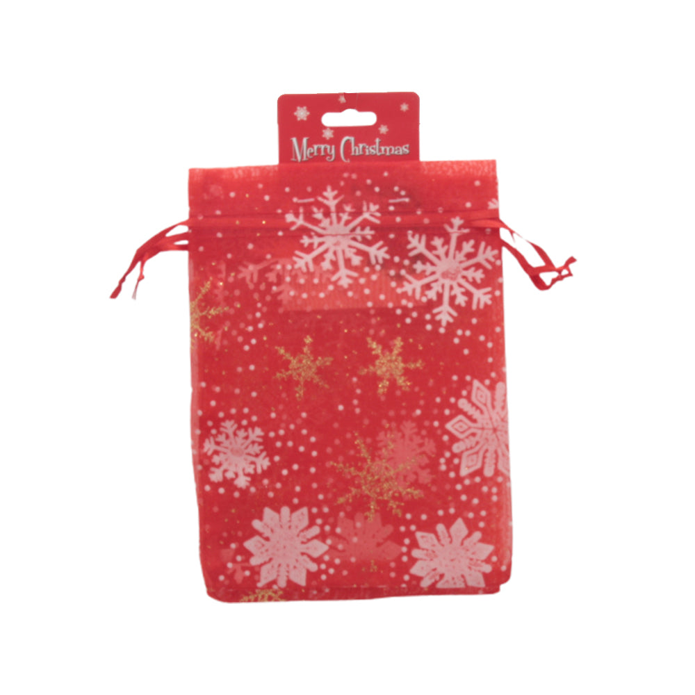 X-mas N.Pouch(2PCS/13*18CM) red pouch with snowflakes for festive gift wrapping