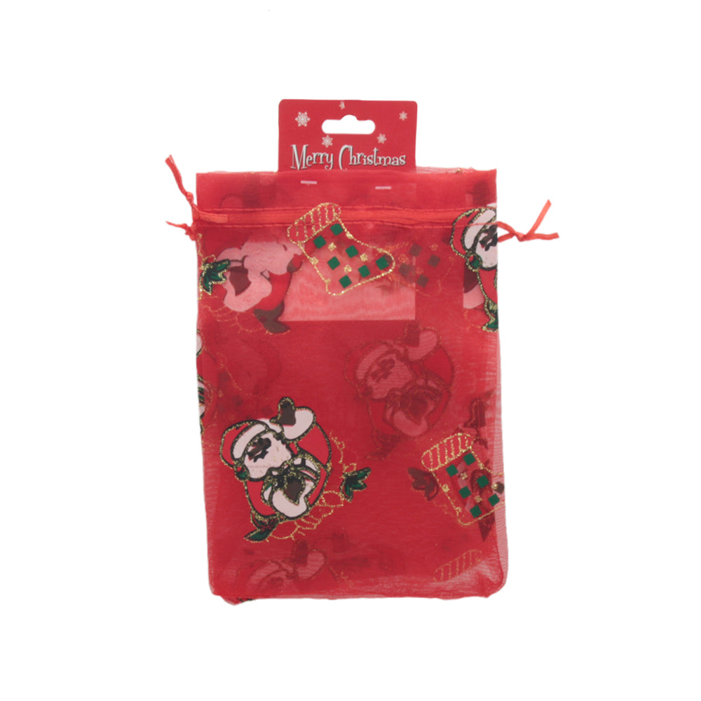 X-mas N.Pouch(2PCS/13*18CM) featuring festive Santa and stocking designs in red mesh.