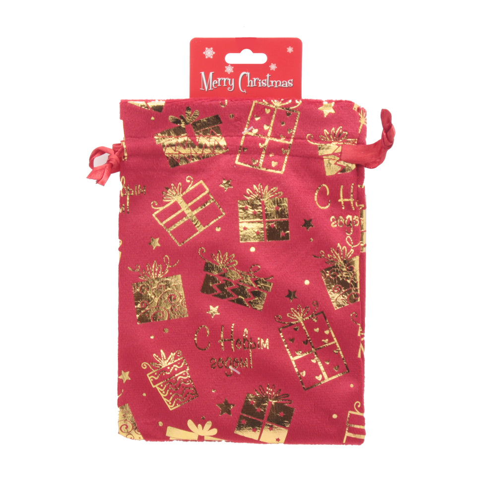 Q.X-mas Pouch(13*18CM) with festive gift design, perfect for holiday gift wrapping.