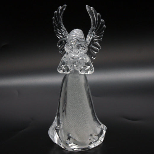 Angel Light Up figurine with clear acrylic design and LED glow, perfect for holiday and spiritual décor.