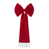OV Christmas Bow Decoration(40CM*1.8M) in vibrant red with white accents for festive holiday decor.