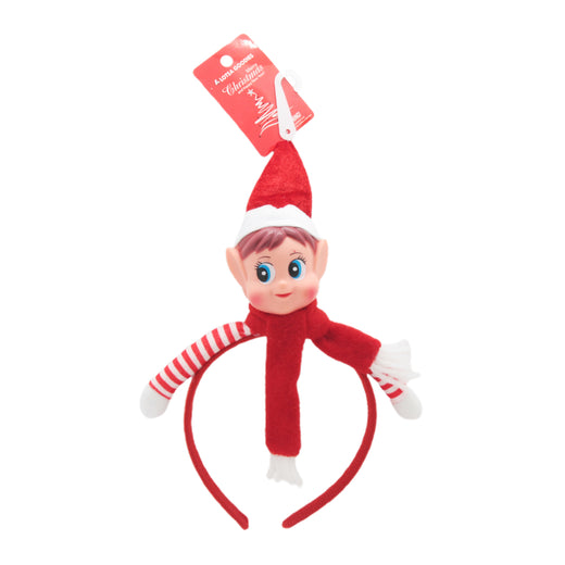 Elf Head Band with festive elf design and red and white striped accessories