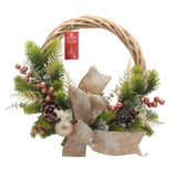 Champagne Gold Christmas Half Wreath(40CM) adorned with festive greenery, pinecones, and decorative bow.