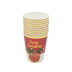 Christmas Cup(10PCS) set of red and gold festive cups with Merry Christmas design for holiday celebrations.