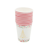 Set of Christmas Cup(10PCS) features festive design with red stripes and holiday-themed decorations.