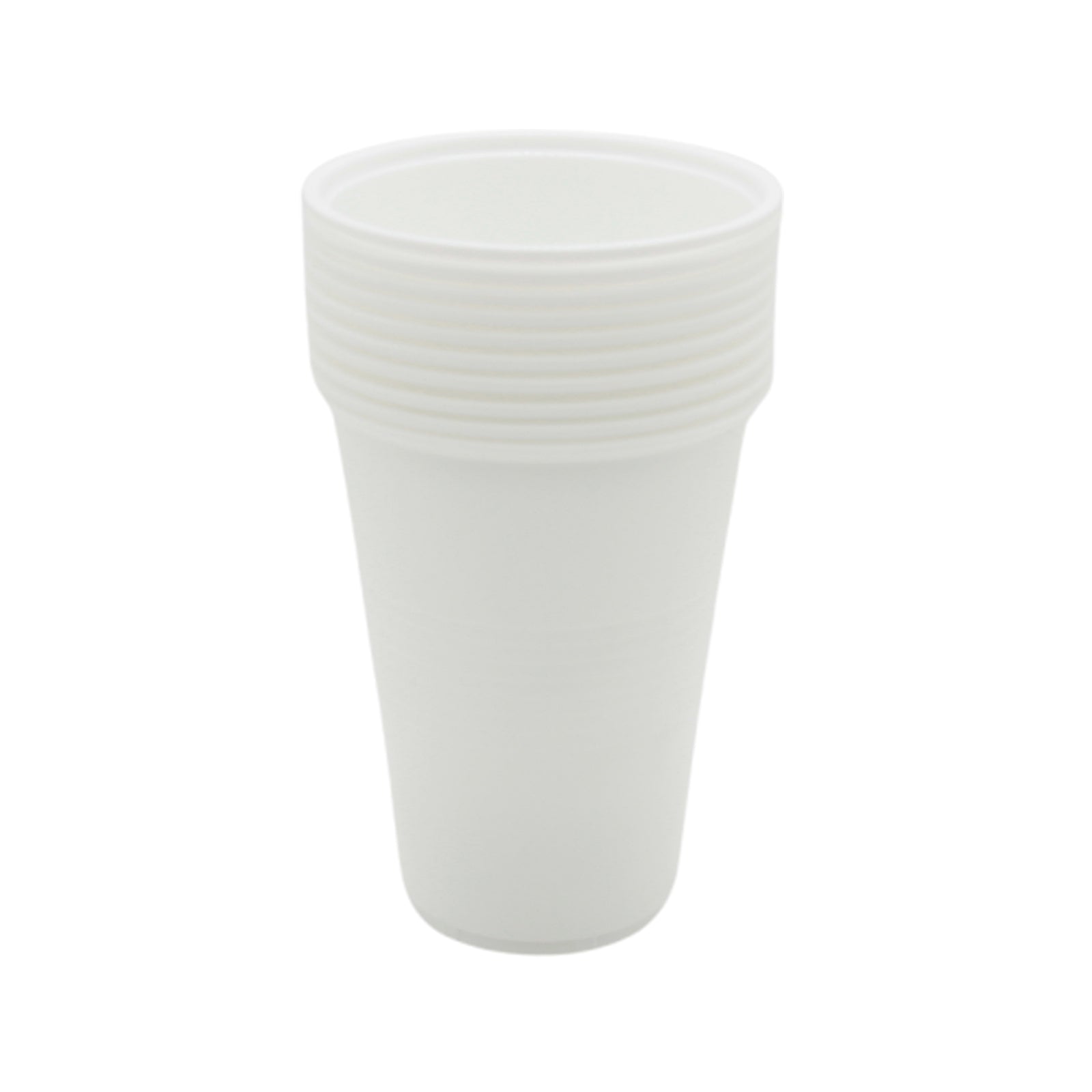 Stack of white Party Cup(902/10PCS) ready for any festive occasion.