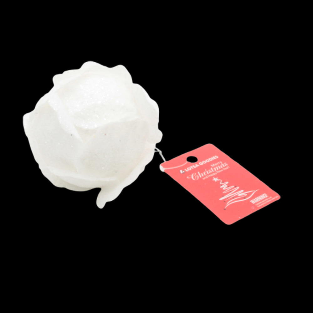 Delicate white Christmas Ball(W) with a glitter finish, perfect for holiday decor.