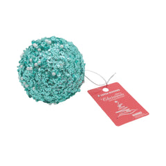 Decorative teal Christmas Ball(B) adorned with sequins, perfect for festive holiday decorations.