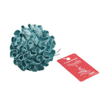 Christmas Ball(B) in teal with glitter and a red tag for holiday decoration.