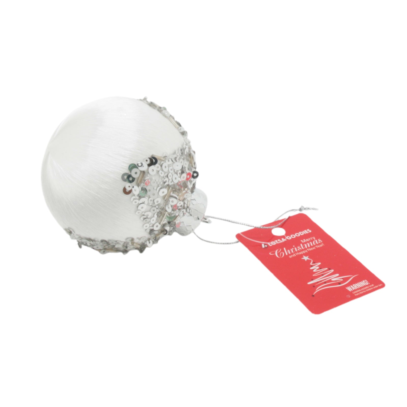 Decorative Christmas Ball(S) with sequins and a red tag, perfect for holiday decorations.