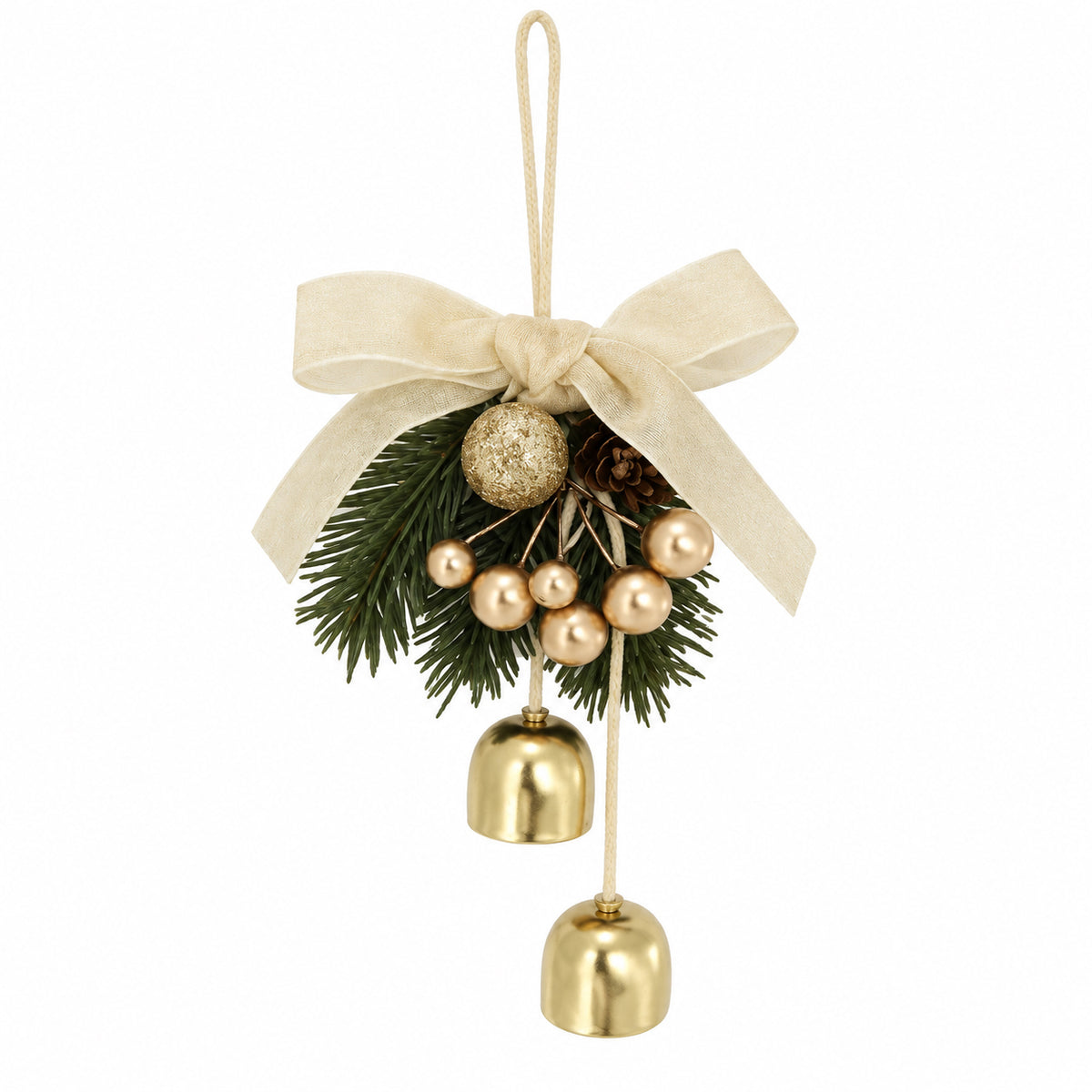 Christmas Bell Ornament with Cream Bow