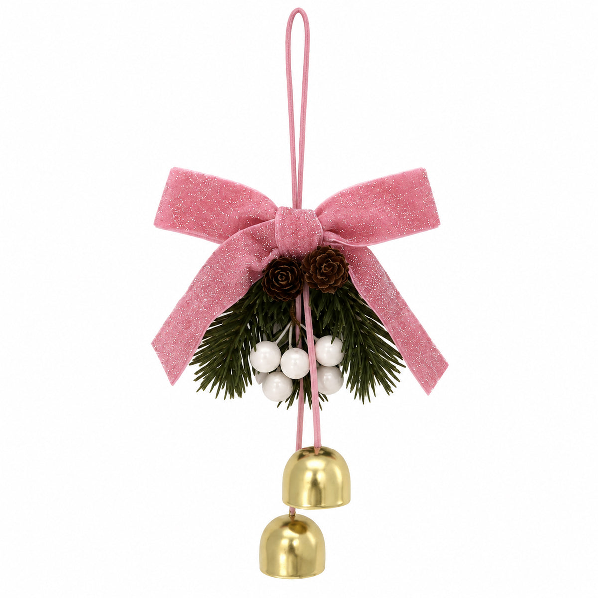 Christmas Bell Ornament with Pink Bow