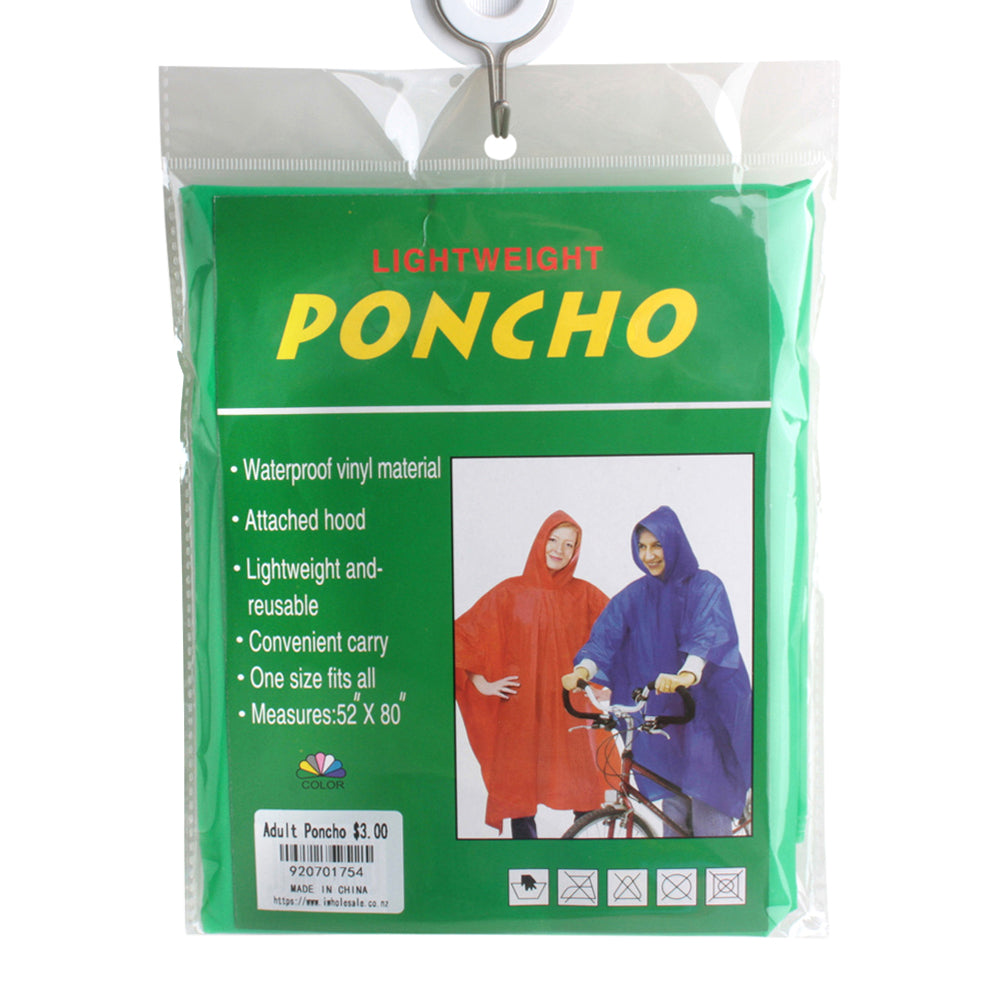 Adult Poncho – Lightweight Rain Protection (One Size)
