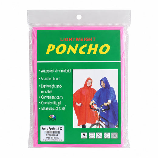 Adult Rain Poncho – Pink