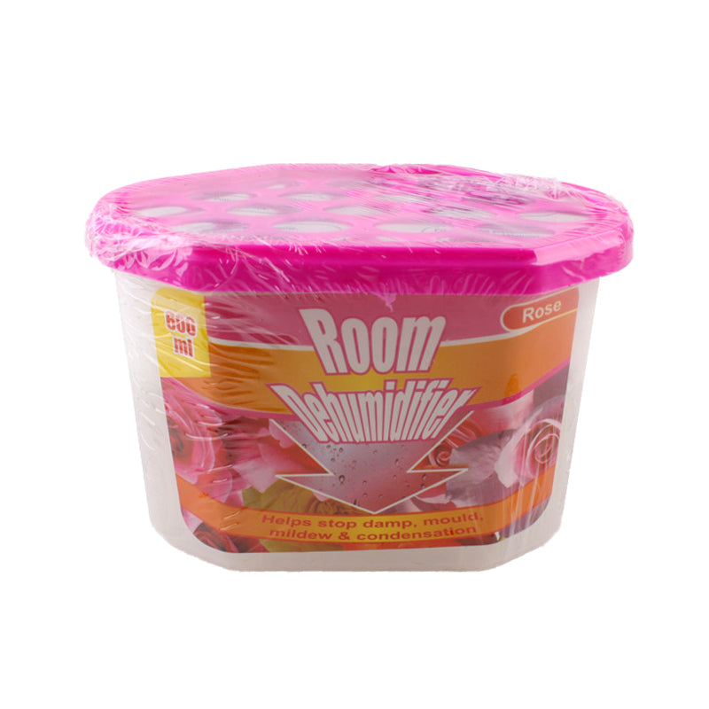 Scented Dehumidifier in pink container, designed to absorb moisture and release rose fragrance.