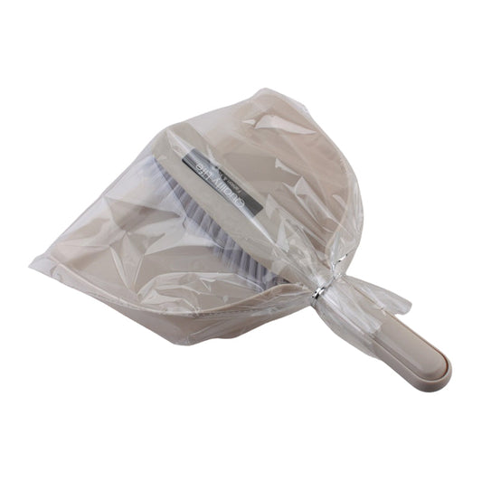 Broom Set dustpan enclosed in plastic packaging for easy storage and handling.