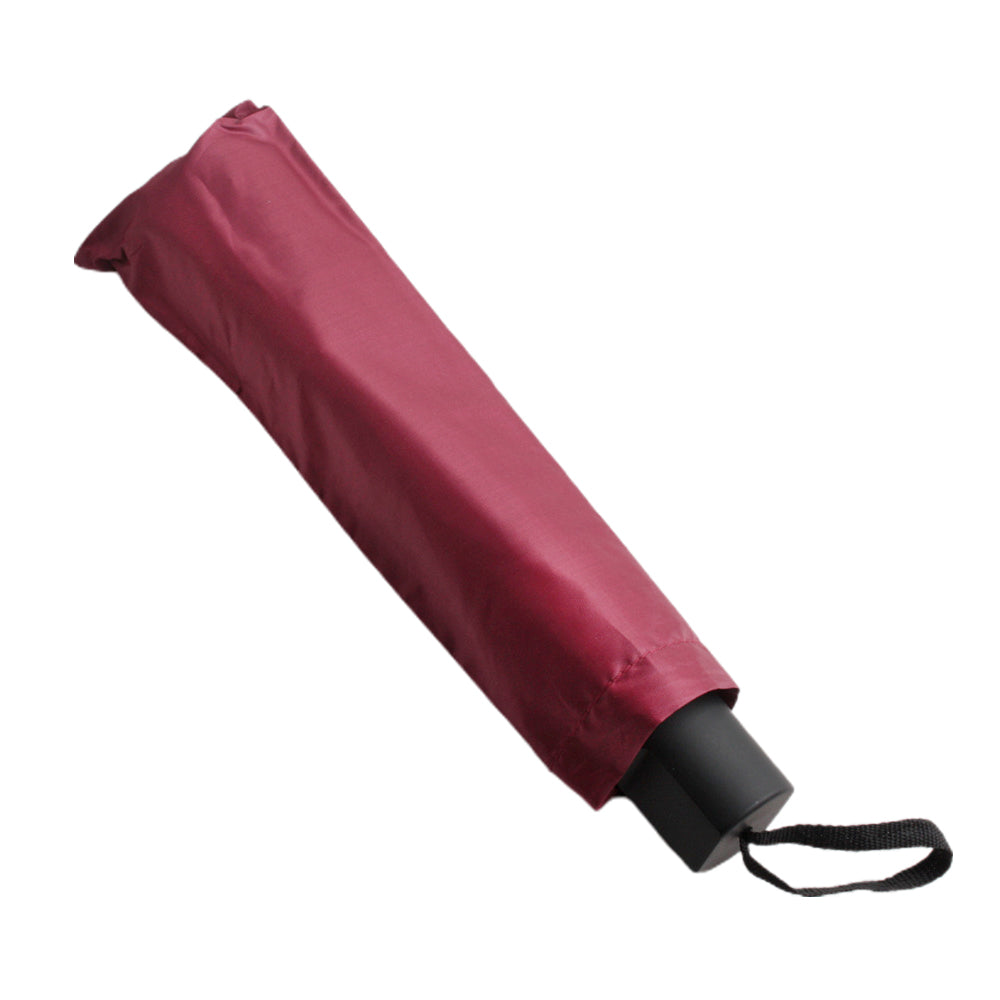☔ Foldable Compact Umbrella – Rainproof Travel Size (Q) in a compact burgundy design, perfect for travel.
