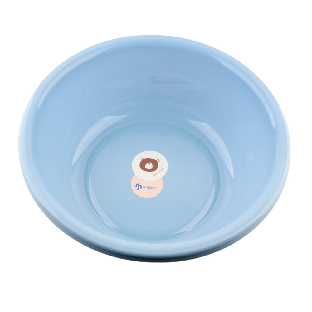 Multipurpose Plastic Basin (Ø39×14cm) in a pastel blue color with an adorable bear print inside.