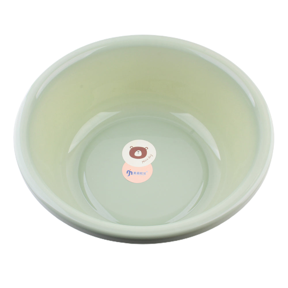 Multipurpose Plastic Basin (Ø39×14cm) in a pastel green color with a cute bear print inside.