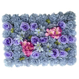 🌈 Multicolor Luxury Flower Wall Panel – Mixed Bloom Series(40*60CM/White) with purple and pink flowers.