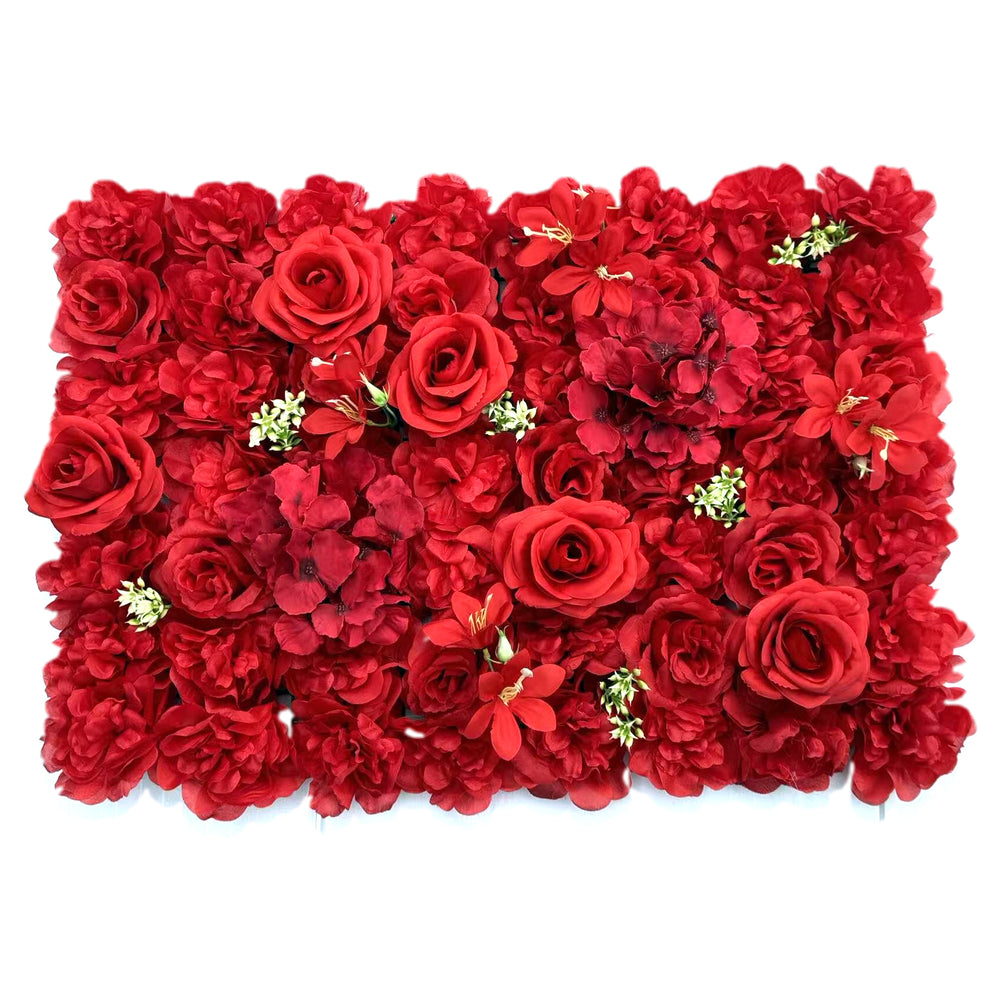 🌈 Multicolor Luxury Flower Wall Panel – Mixed Bloom Series(40*60CM/White) featuring vibrant red roses and delicate blooms.
