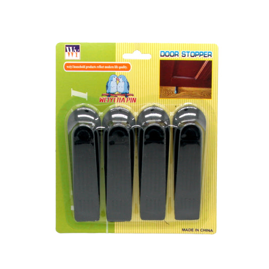Door Stopper(4PCS) - Set of four black door stoppers for home use, packaged in a convenient blister pack.