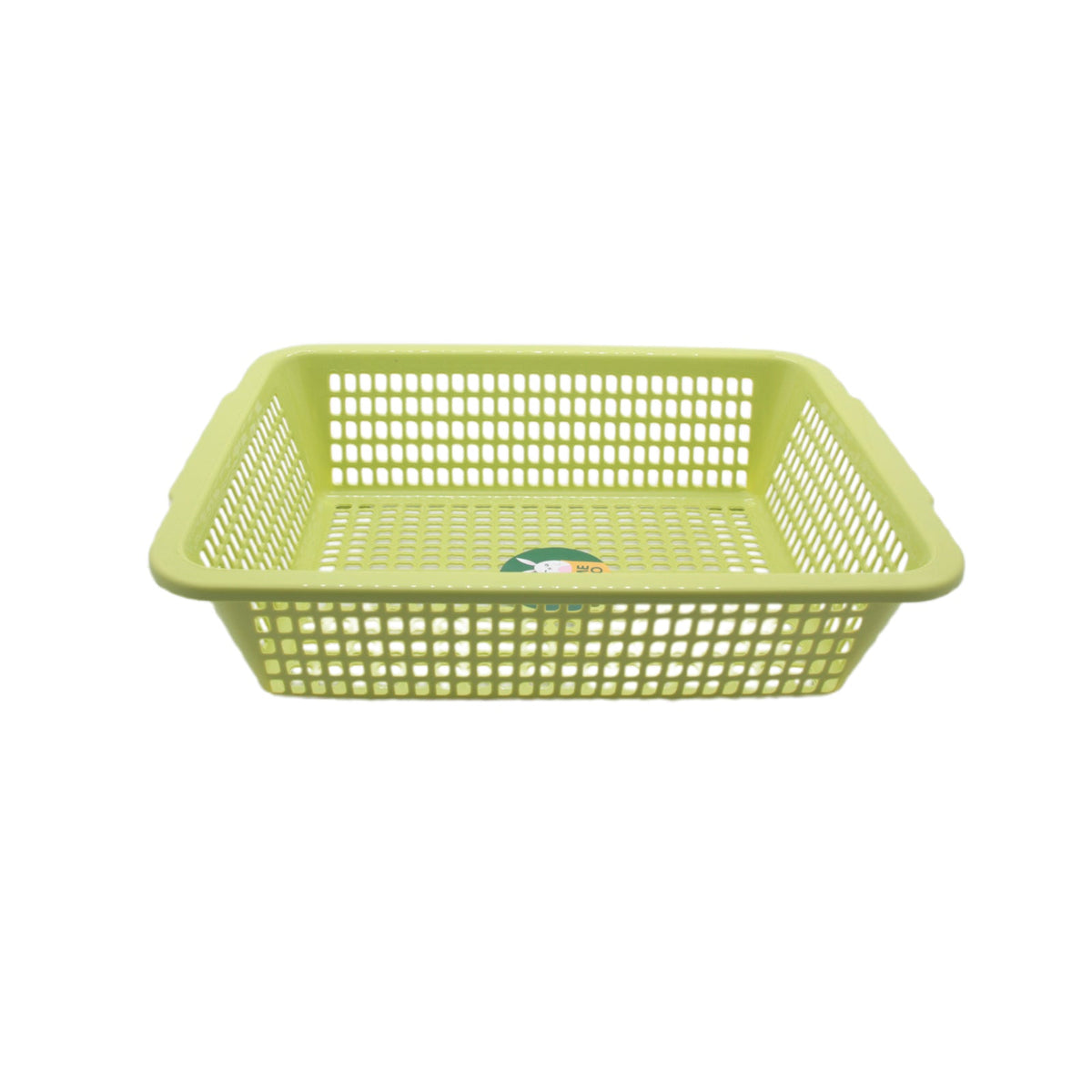 Plastic Washing Basket(34.5*25.3*8.8CM) in vibrant yellow color, ideal for laundry or storage purposes.