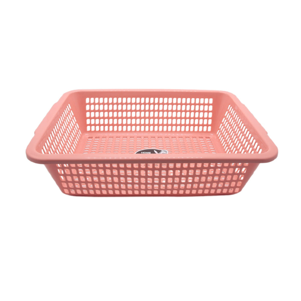 Plastic Washing Basket(38*28.2*9.8CM) in pink, perfect for laundry and organizing household items.