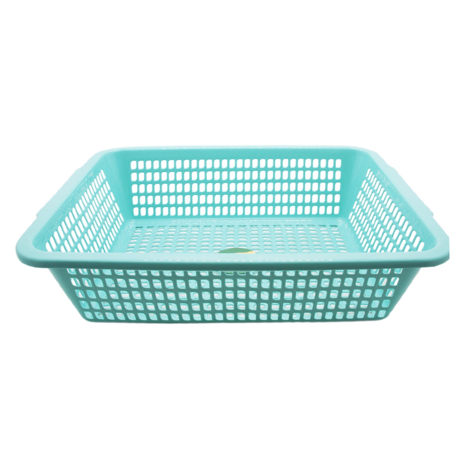 Plastic Washing Basket(42*31.5*11CM) in teal color, ideal for laundry and organizing.