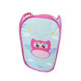 Foldable Fabric Hamper(32*29*49CM) with cute owl design and vibrant colors for kids' room.