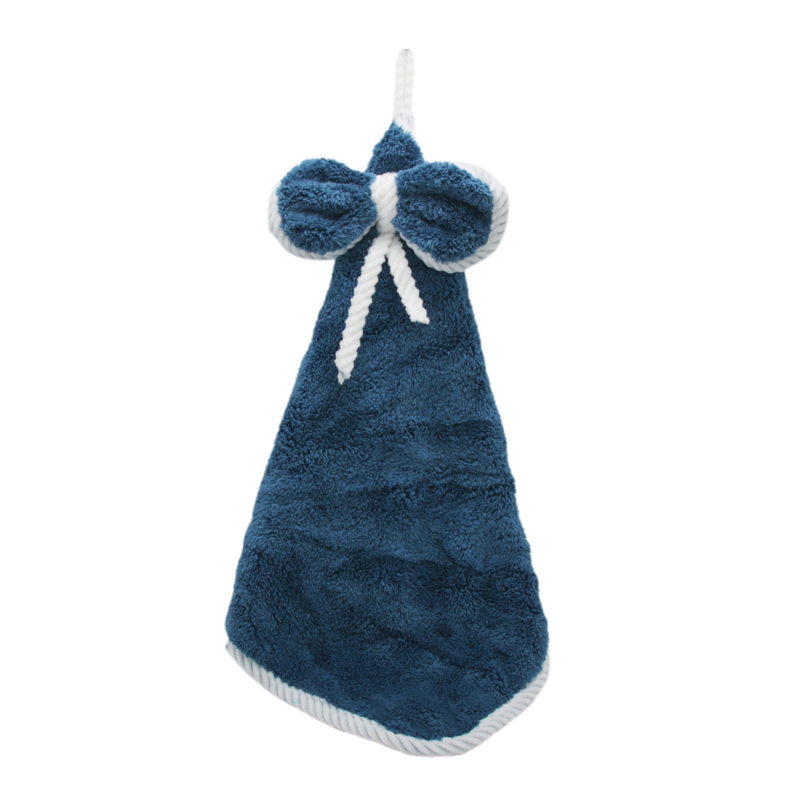 Ribbon Kitchen Hanging Towel in blue with a decorative bow, perfect for kitchen decor and functionality.