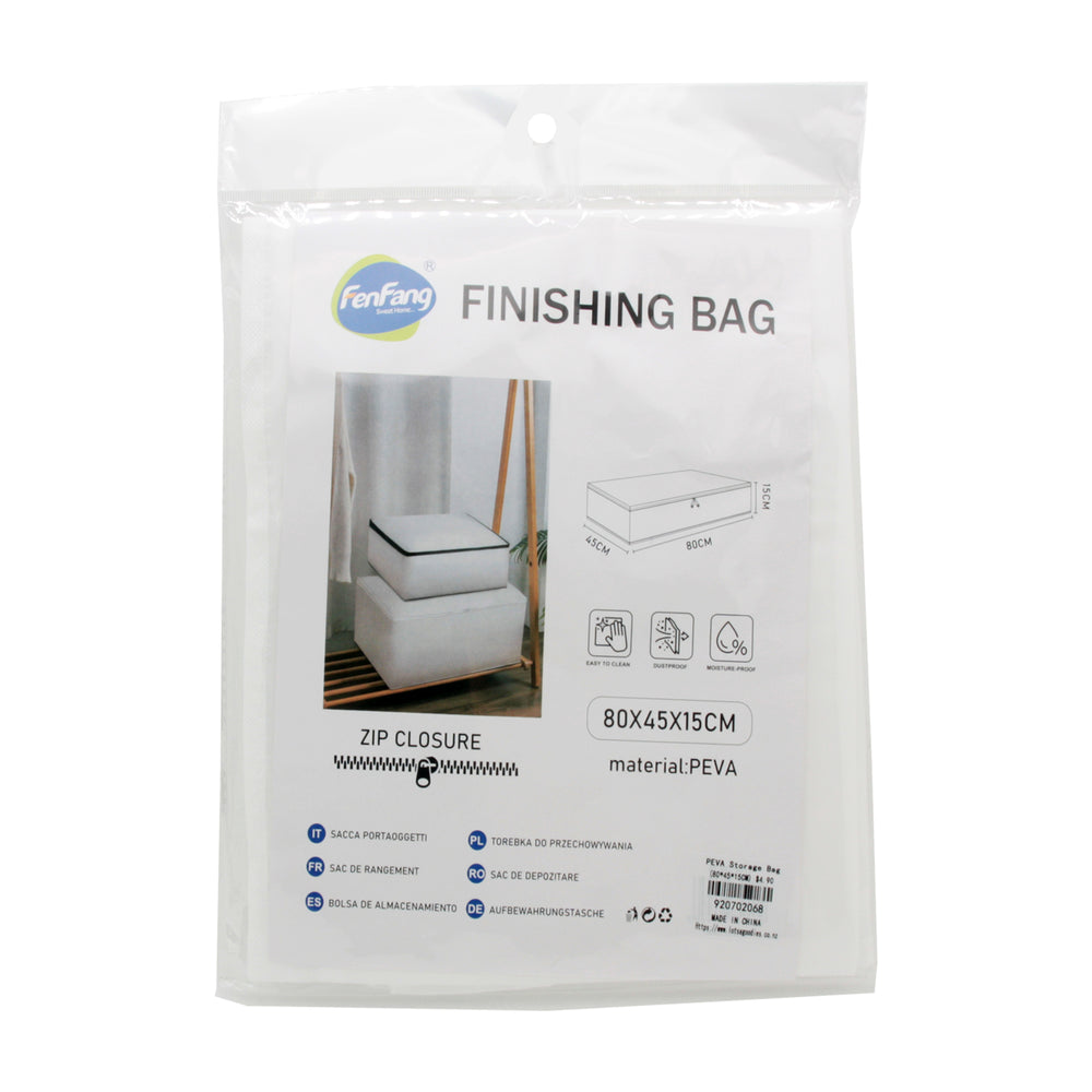 PEVA Storage Bag(80*45*15CM) with zip closure for convenient storage and organization.