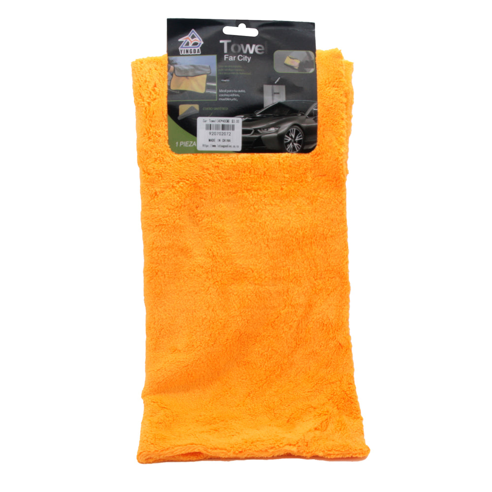 Car Towel(40*40CM) in bright orange color, ideal for drying and cleaning cars.