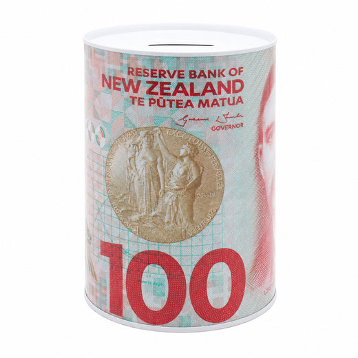 NZ $100 Note Design Money Tin – 10 × 15cm – Product