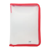 A4 Zipper File Bag with a red zipper and transparent mesh exterior for storing documents.