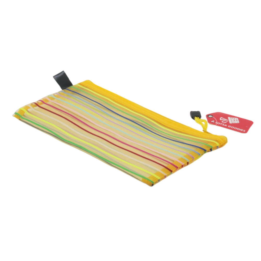 B6 Cosage Bag with colorful stripes and zipper, perfect for organizing small items.