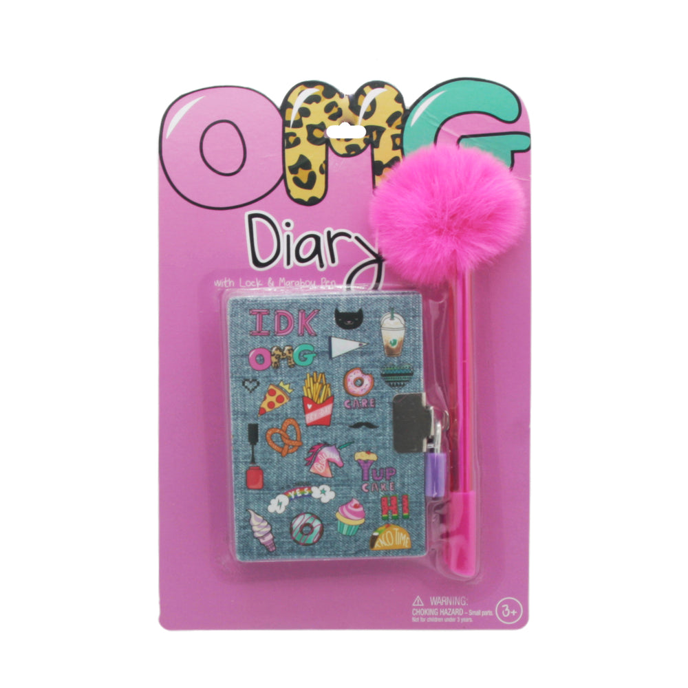 A7 Lock Memo Pad(17) featuring a mini lock diary and fluffy pink pen in assorted designs.