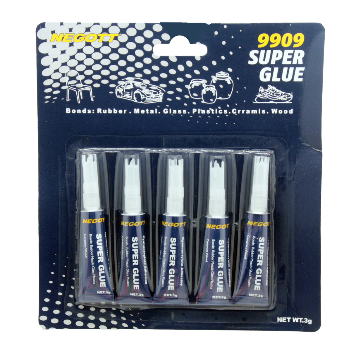 🧷 Super Glue Mini Tubes – 5-Pack (Precise Use, 9909 Formula)