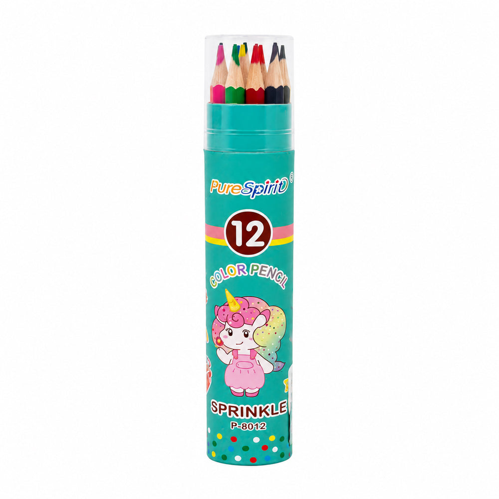 Coloured Pencils in Tube – 12 Pack – Green Unicorn
