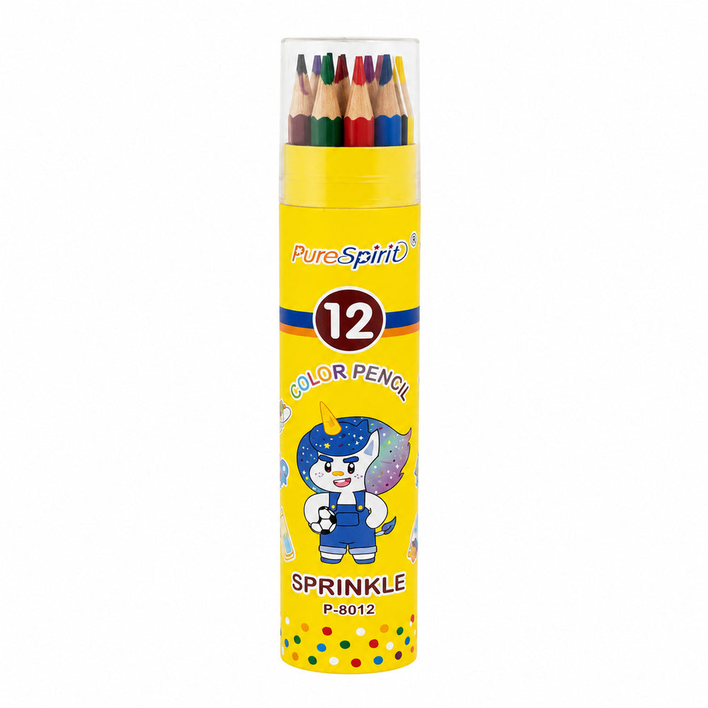 Coloured Pencils in Tube – 12 Pack – Yellow Unicorn