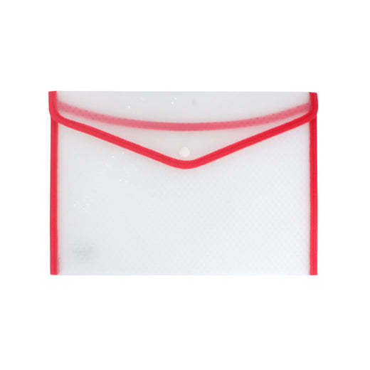 A4 Paper Holder Bag in transparent material with red trim, ideal for organizing documents and papers.