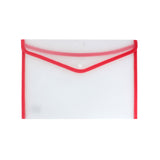 A4 Paper Holder Bag in transparent material with red trim, ideal for organizing documents and papers.