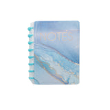 A5 Note MB stylish notebook with a blue marbled cover, perfect for on-the-go note-taking.